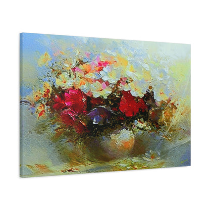 Morning Delight Bouquet Art Print On Stretched Canvas, Floral Wall Art