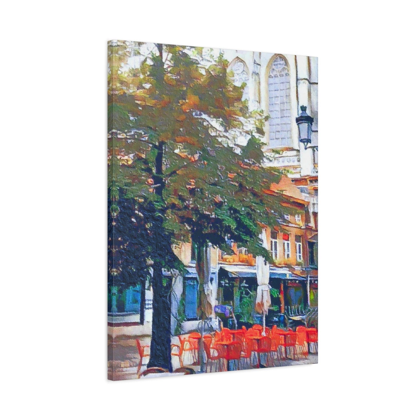 European Landscape Art Print Canvas Stretched Wall Decor Abstract Red Green