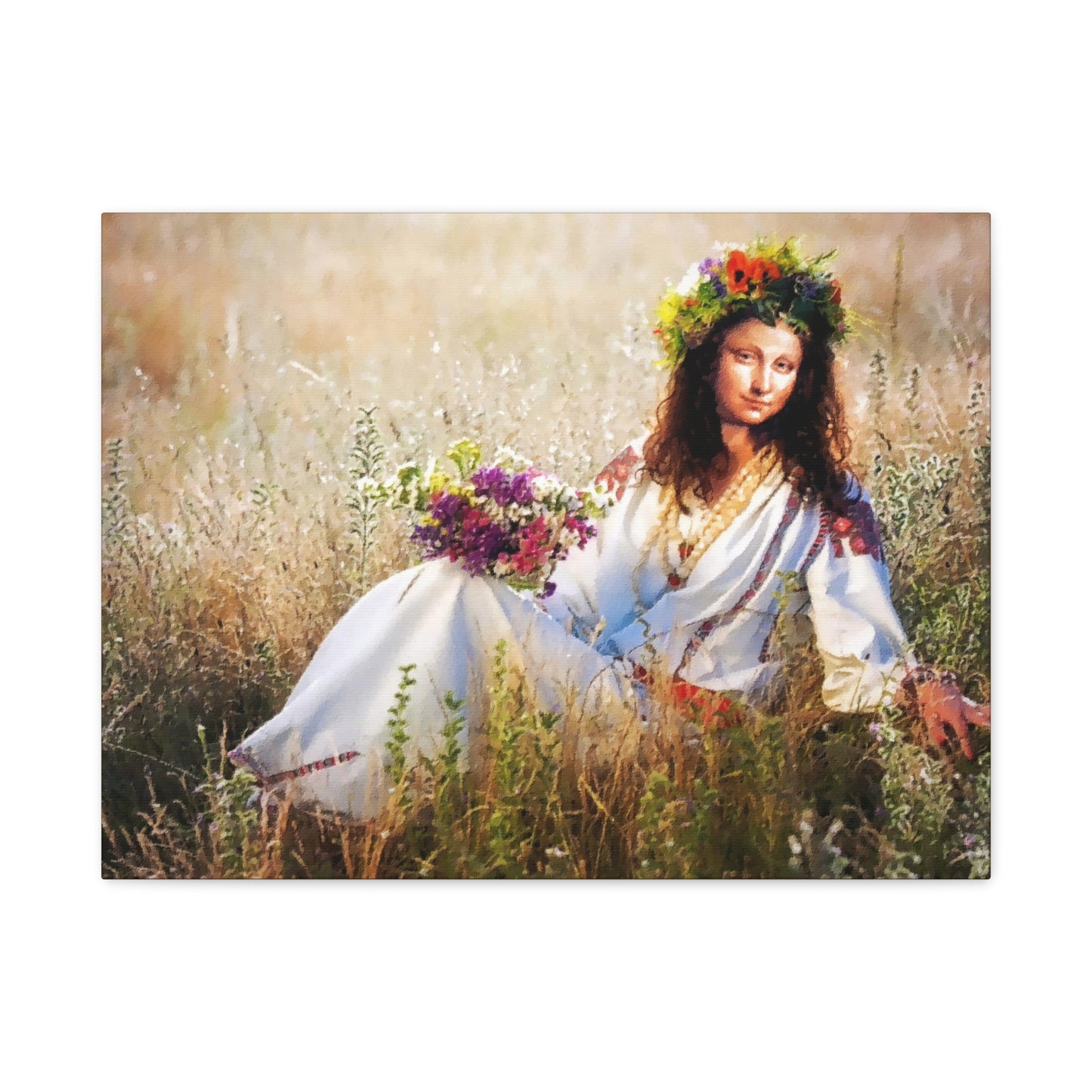Mona Lisa in Ukraine Stretched Canvas Art Print Wall Décor