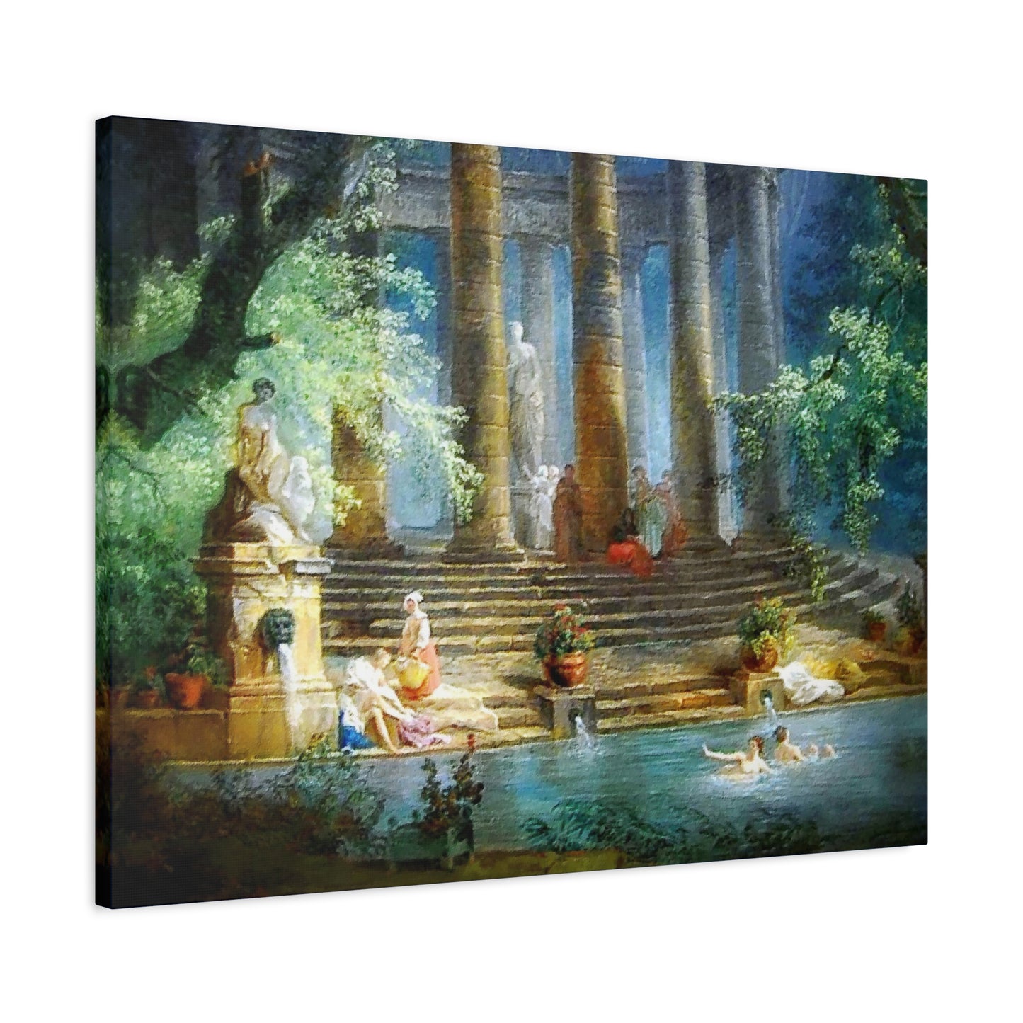 Hubert Robert Reproduction Of The Bathing Pool Art print, Classic Art Wall Décor