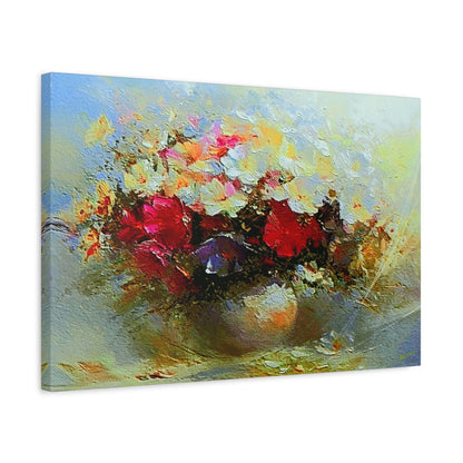 Morning Delight Bouquet Art Print On Stretched Canvas, Floral Wall Art