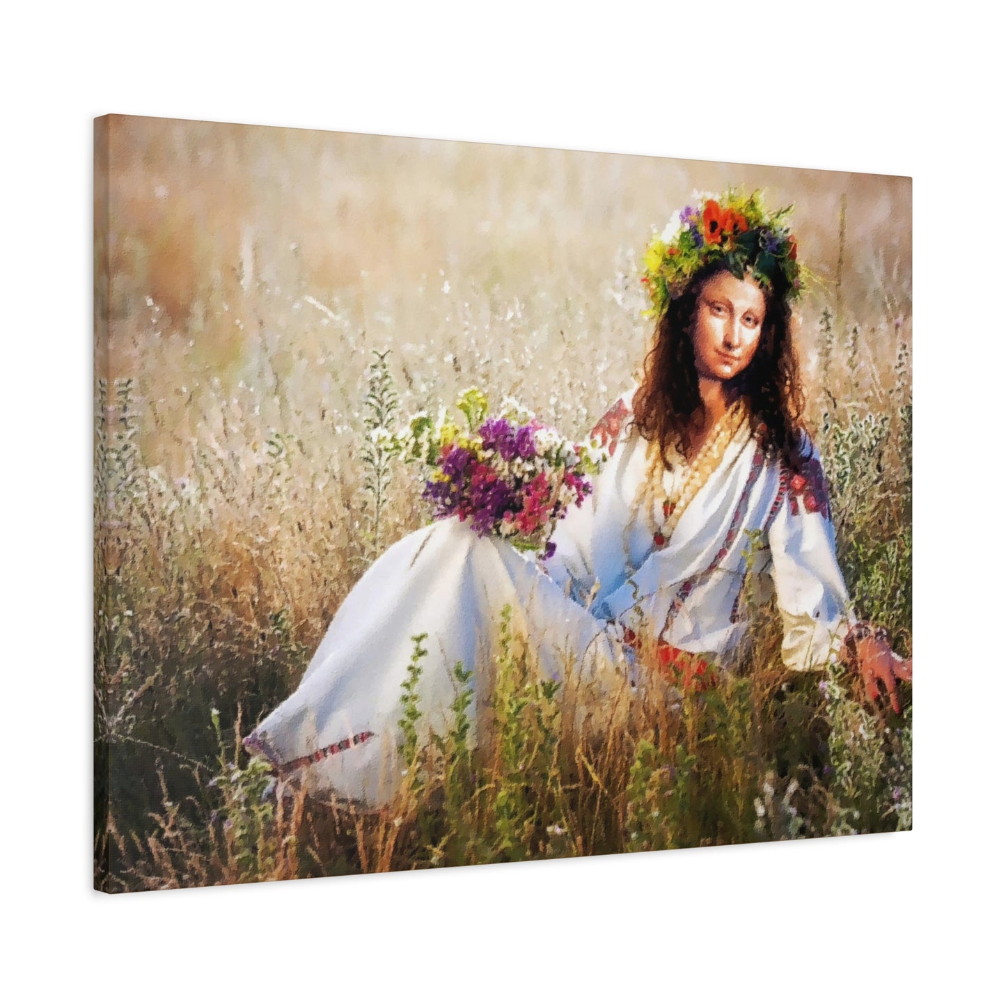 Mona Lisa in Ukraine Stretched Canvas Art Print Wall Décor