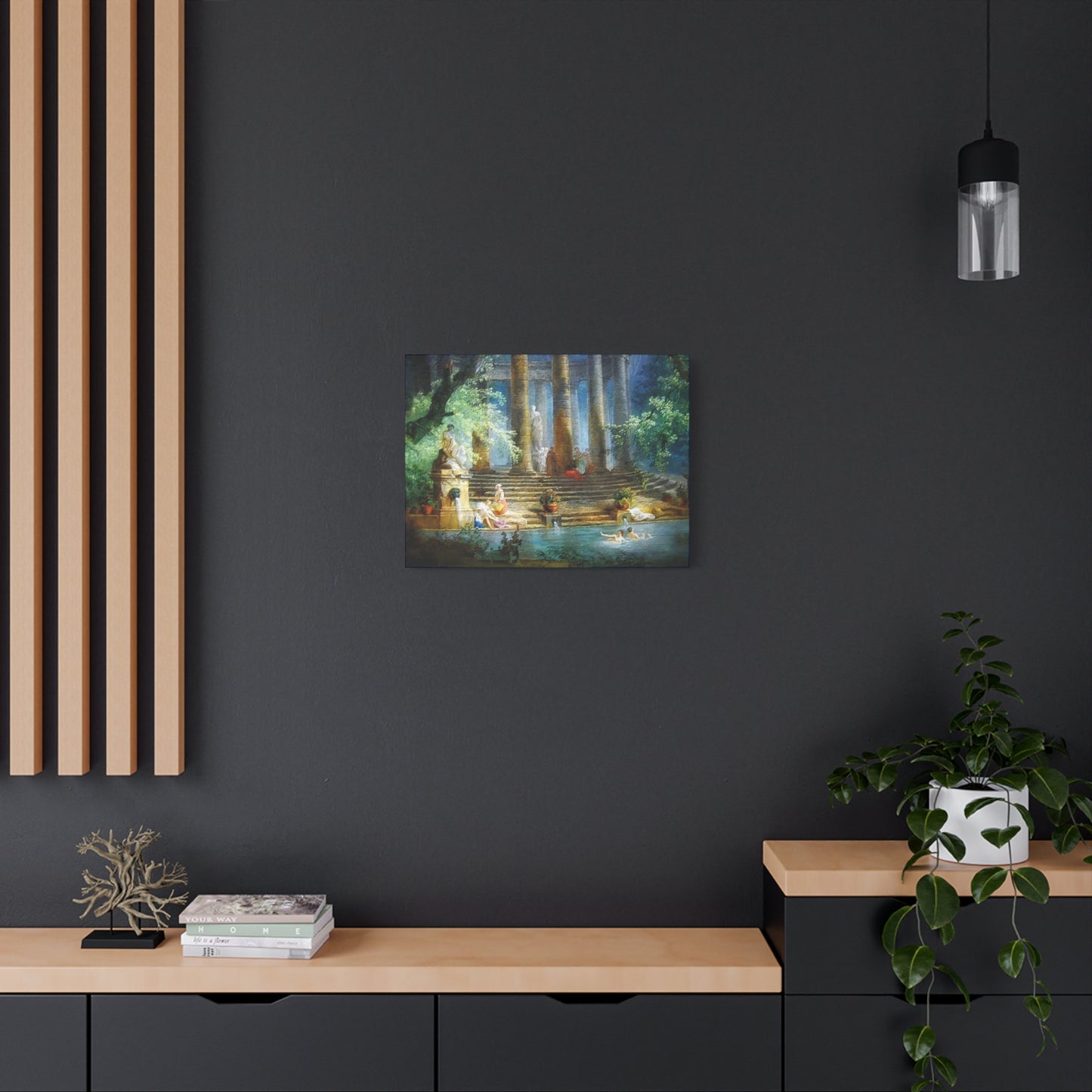 Hubert Robert Reproduction Of The Bathing Pool Art print, Classic Art Wall Décor