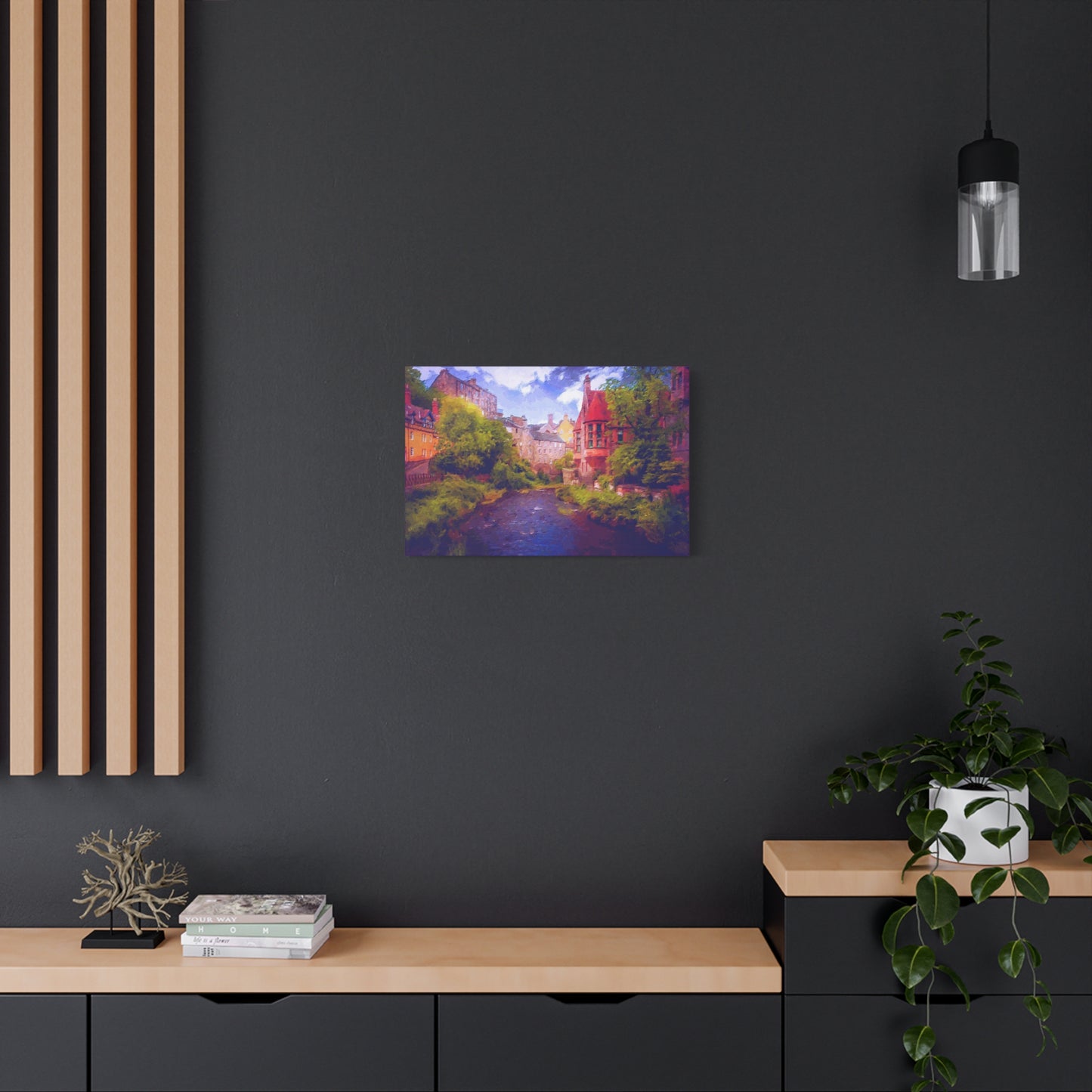 Evening in Edinburgh Scotland  European Cityscape Art Print Stretched Canvas Wall Décor
