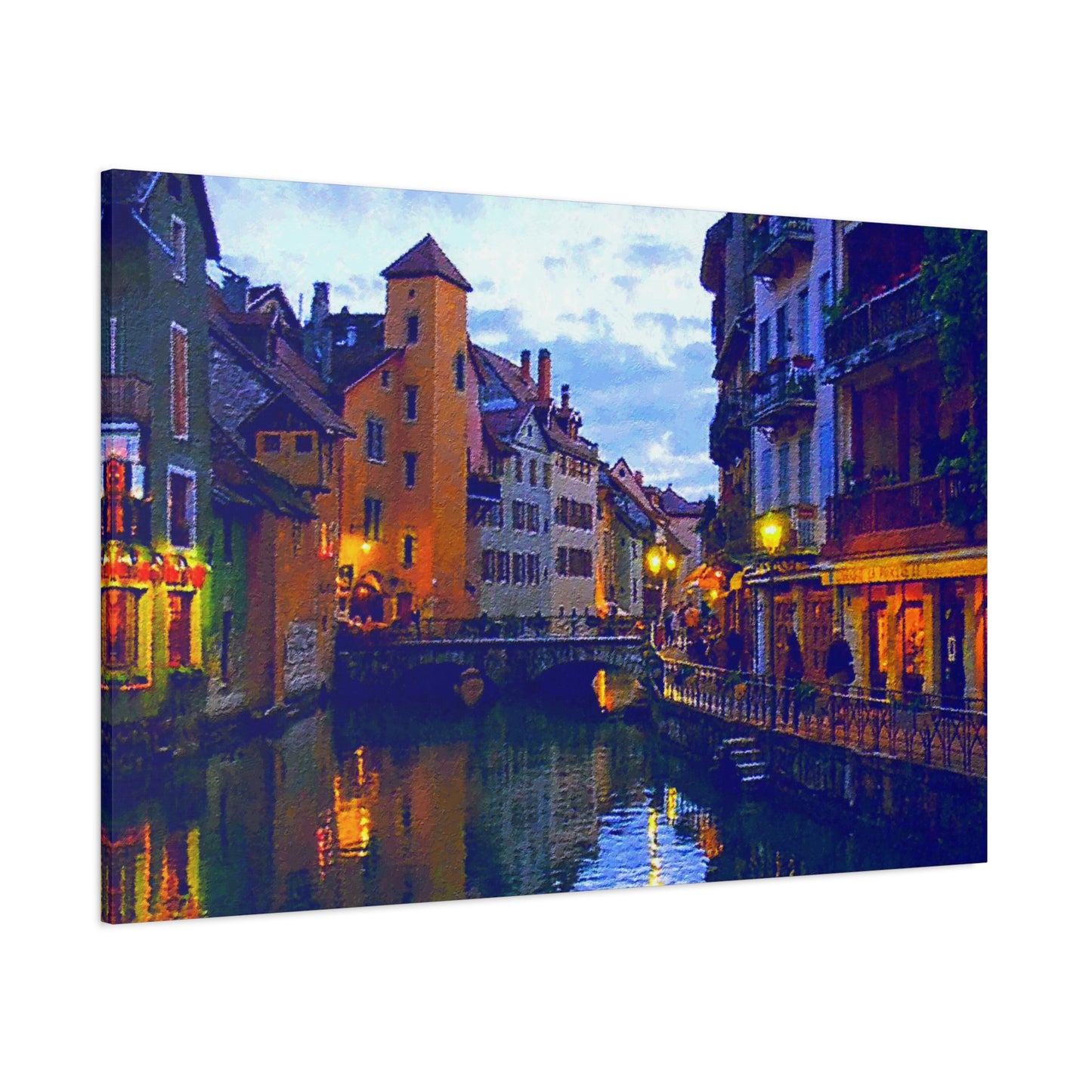 European Landscape Canvas Wall Art Annecy France Dawn Evening River