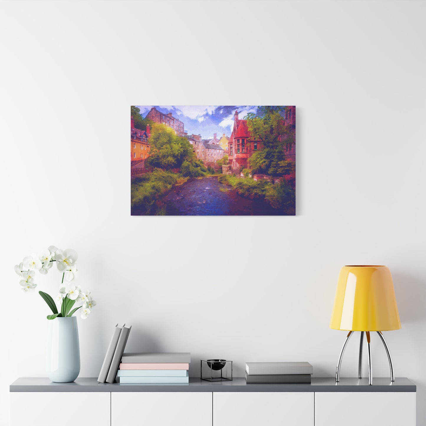 Evening in Edinburgh Scotland  European Cityscape Art Print Stretched Canvas Wall Décor
