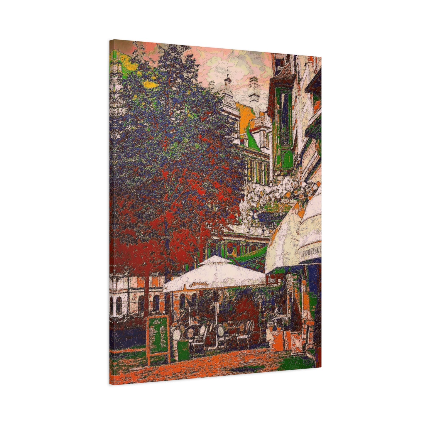 Europe Cityscape Art Print Ghent Belgium Stretched Canvas White Orange Green