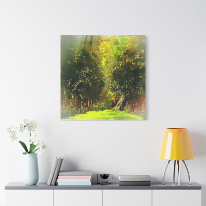 Evening Walk In The Park Art Print Stretched Canvas Landscape Wall Décor