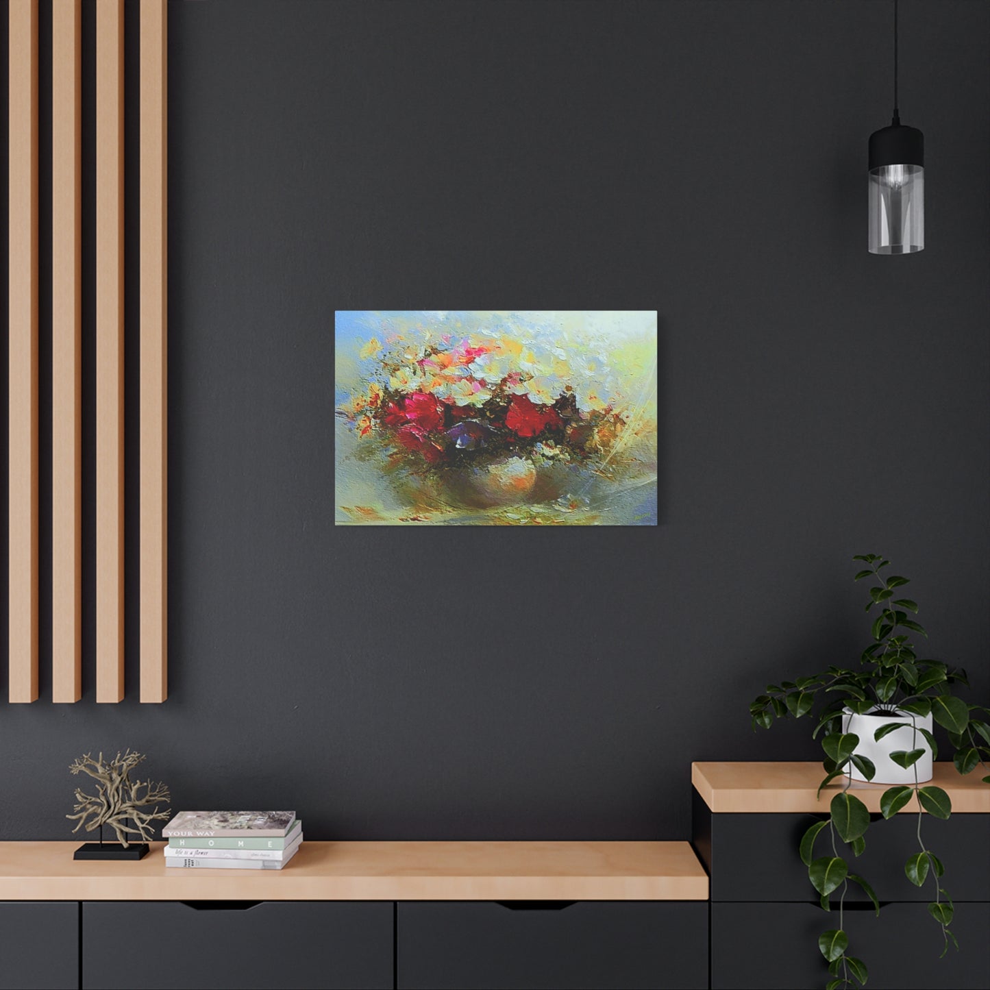 Morning Delight Bouquet Art Print On Stretched Canvas, Floral Wall Art