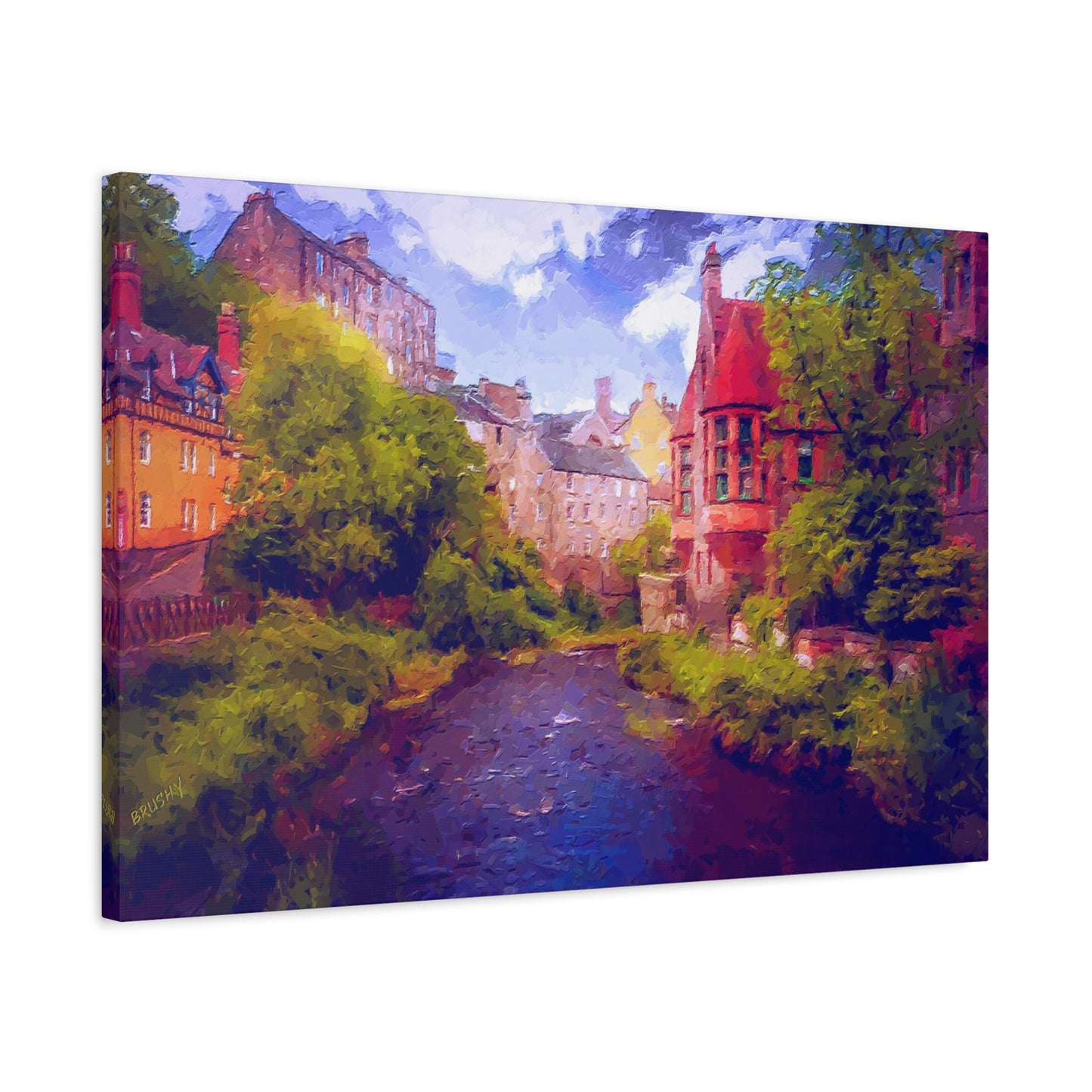 Evening in Edinburgh Scotland  European Cityscape Art Print Stretched Canvas Wall Décor