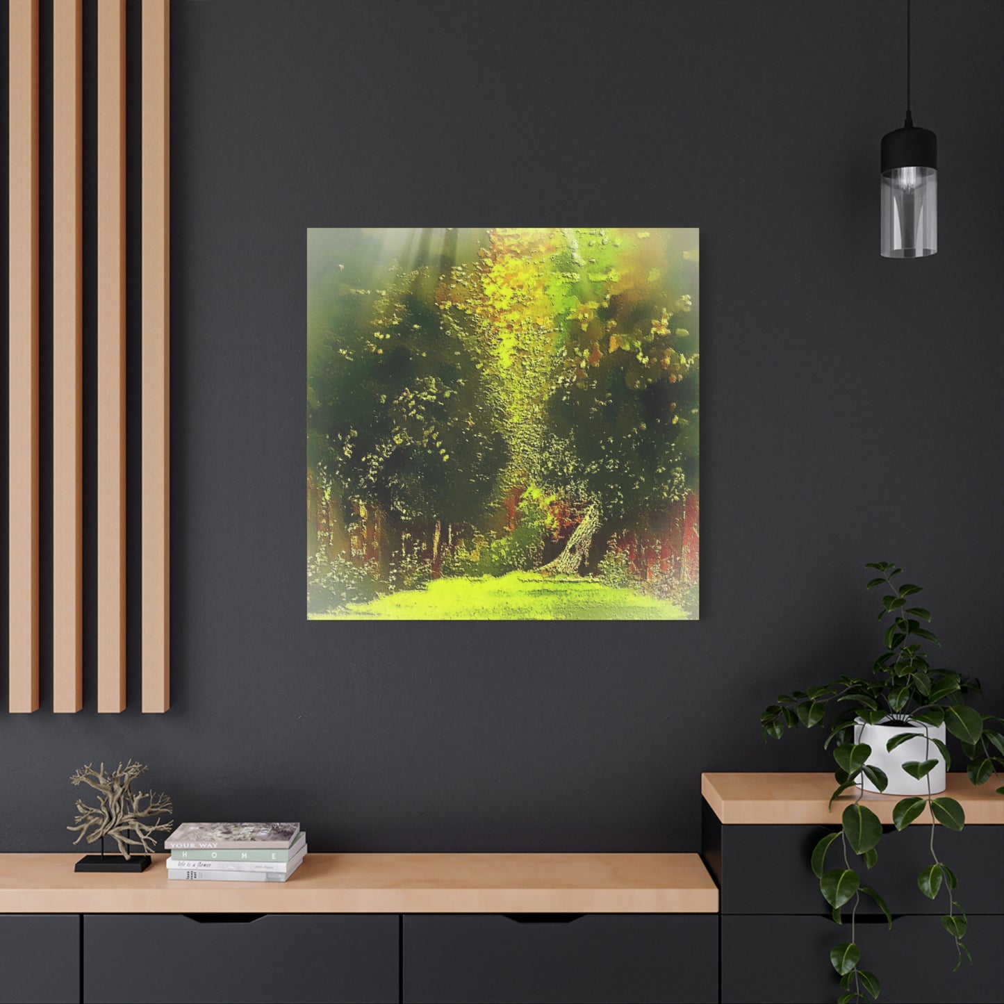 Evening Walk In The Park Art Print Stretched Canvas Landscape Wall Décor