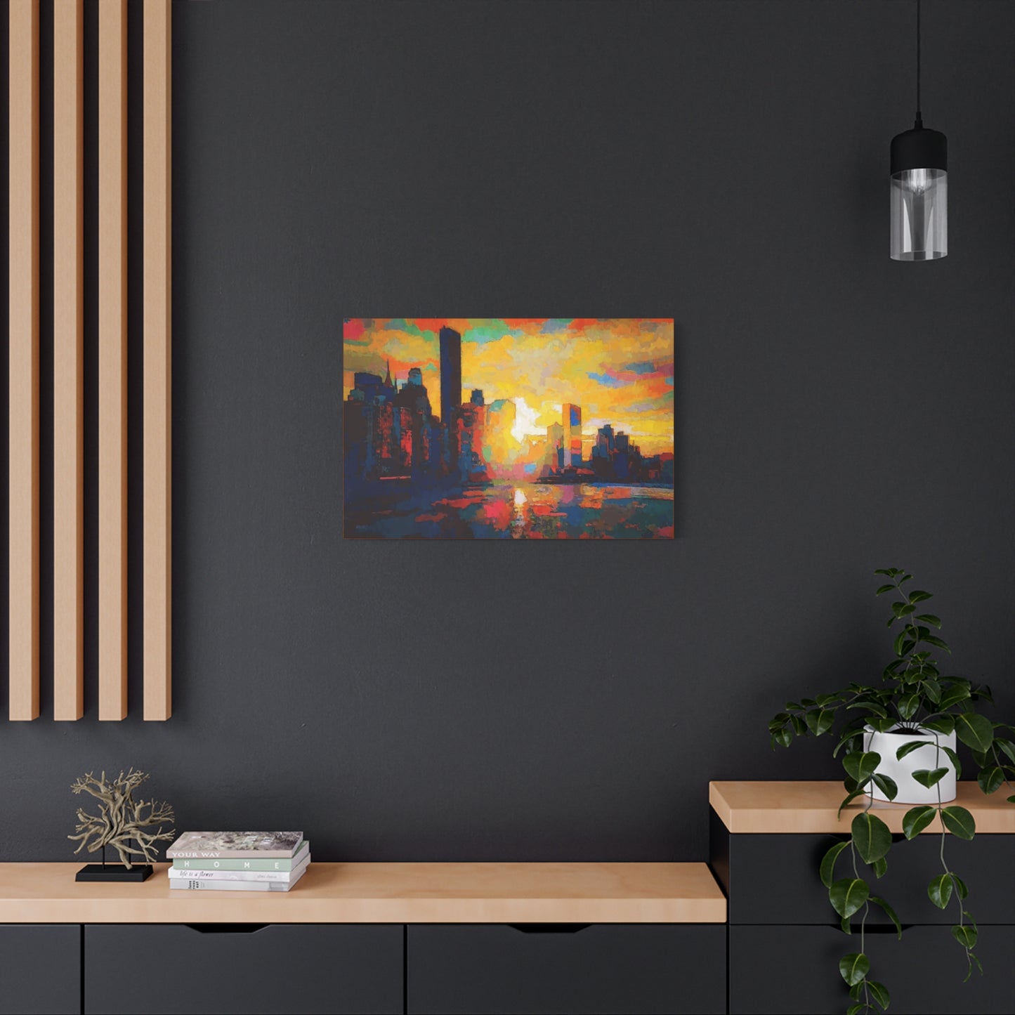 Sunset In A City Art Print, Cityscape Wall Decor
