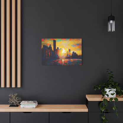 Sunset In A City Art Print, Cityscape Wall Decor