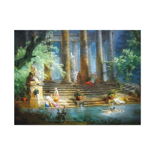 Hubert Robert Reproduction Of The Bathing Pool Art print, Classic Art Wall Décor