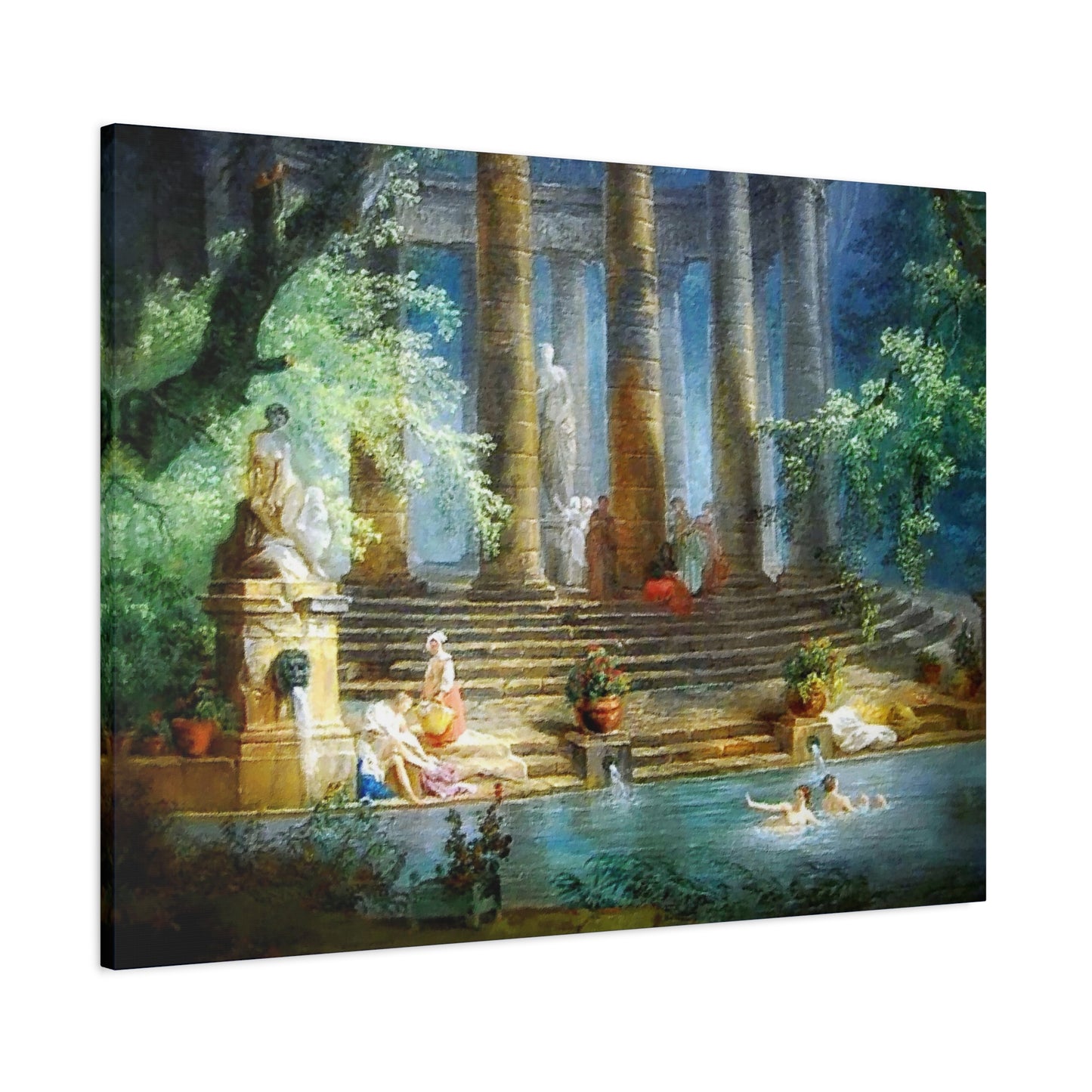 Hubert Robert Reproduction Of The Bathing Pool Art print, Classic Art Wall Décor