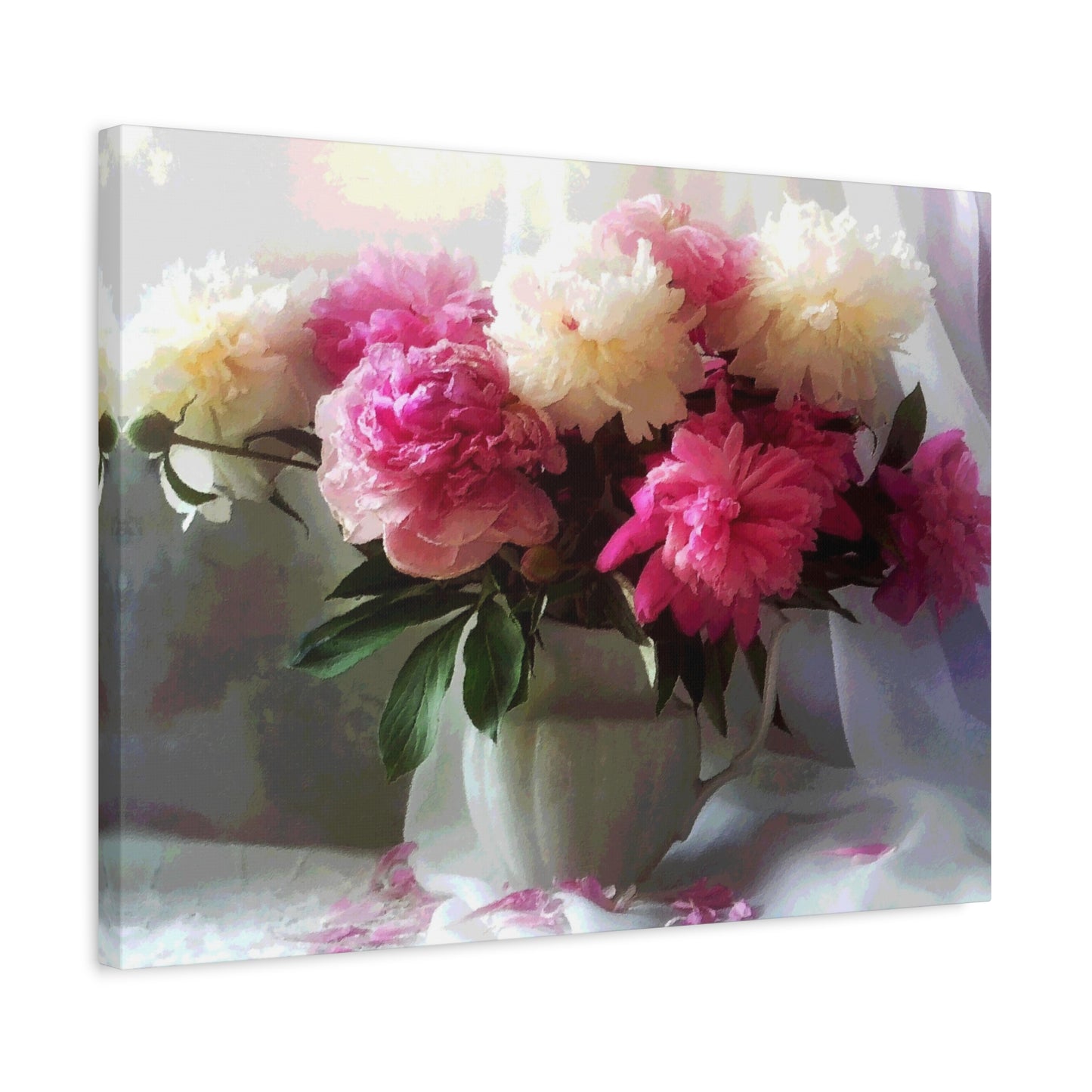 Peonies Bouquet Flower Canvas Wall Art Home Décor White Pink Abstract Art