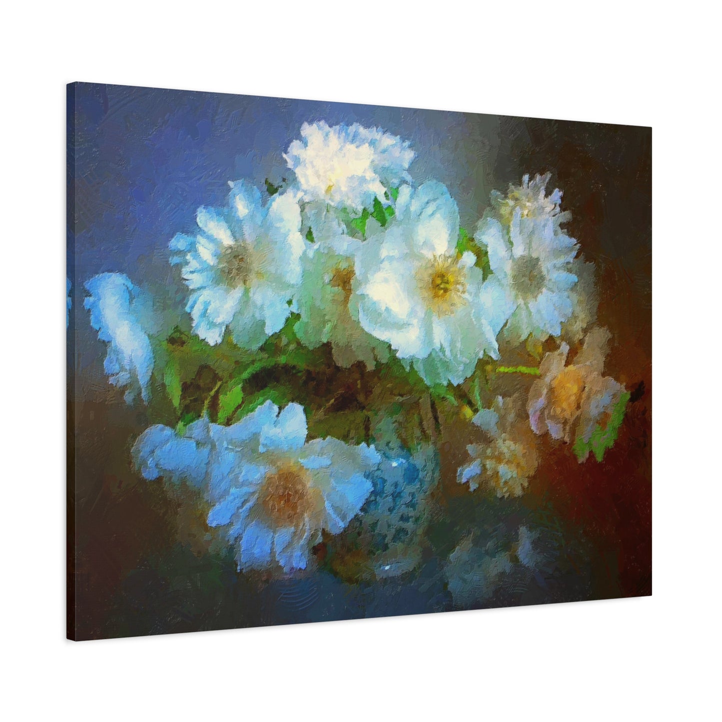White Flowers Canvas Wall Art Abstract Painting