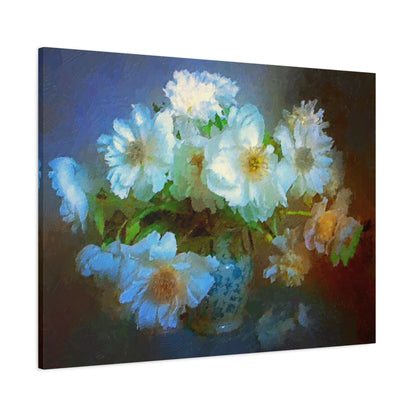 White Flowers Canvas Wall Art Abstract Painting