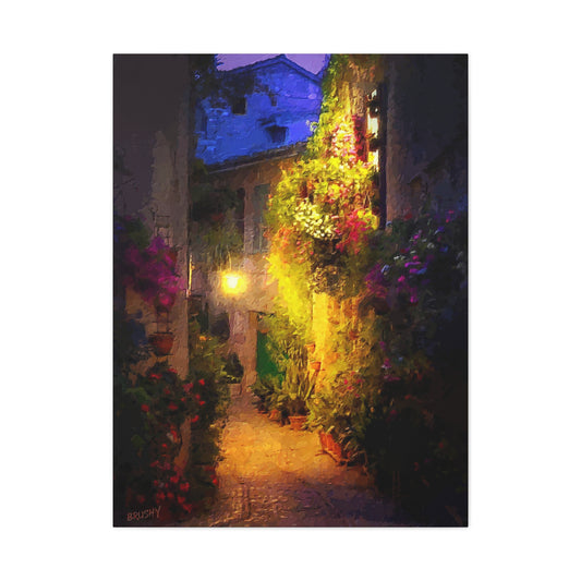 Cyprus At Night European Landscape Greece Art Print Stretched Canvas Wall Art