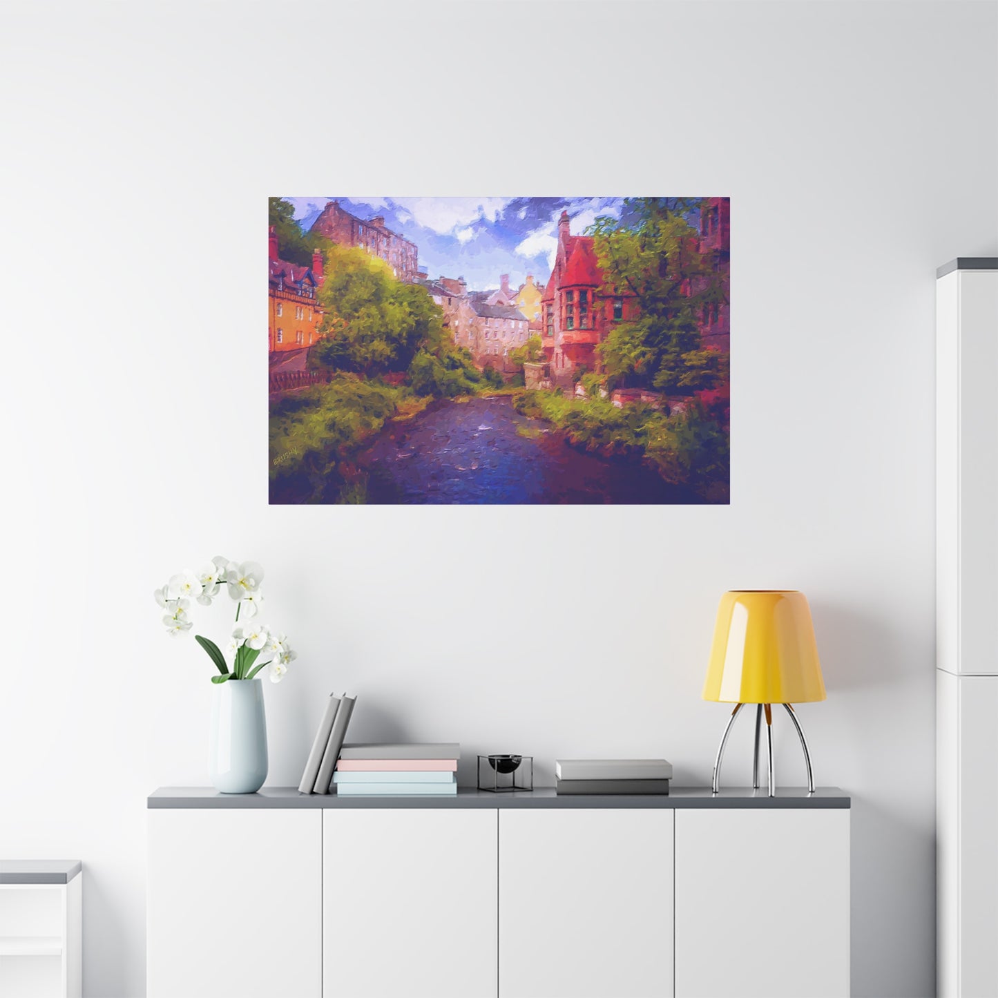 Evening in Edinburgh Scotland  European Cityscape Art Print Stretched Canvas Wall Décor