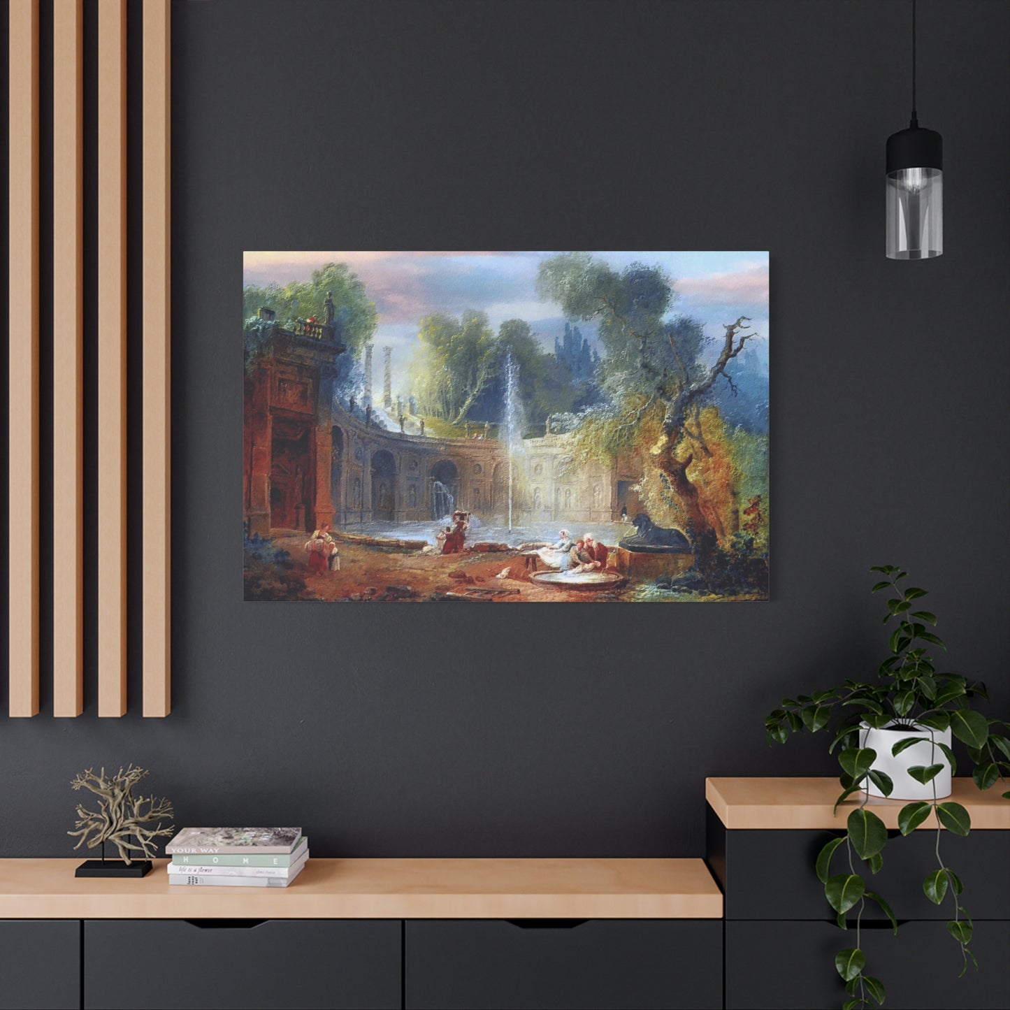 Hubert Robert Replica of The Teatro Delle Acque in the Garden of the Villa Aldobrandini Art Print, Classic Wall Decor