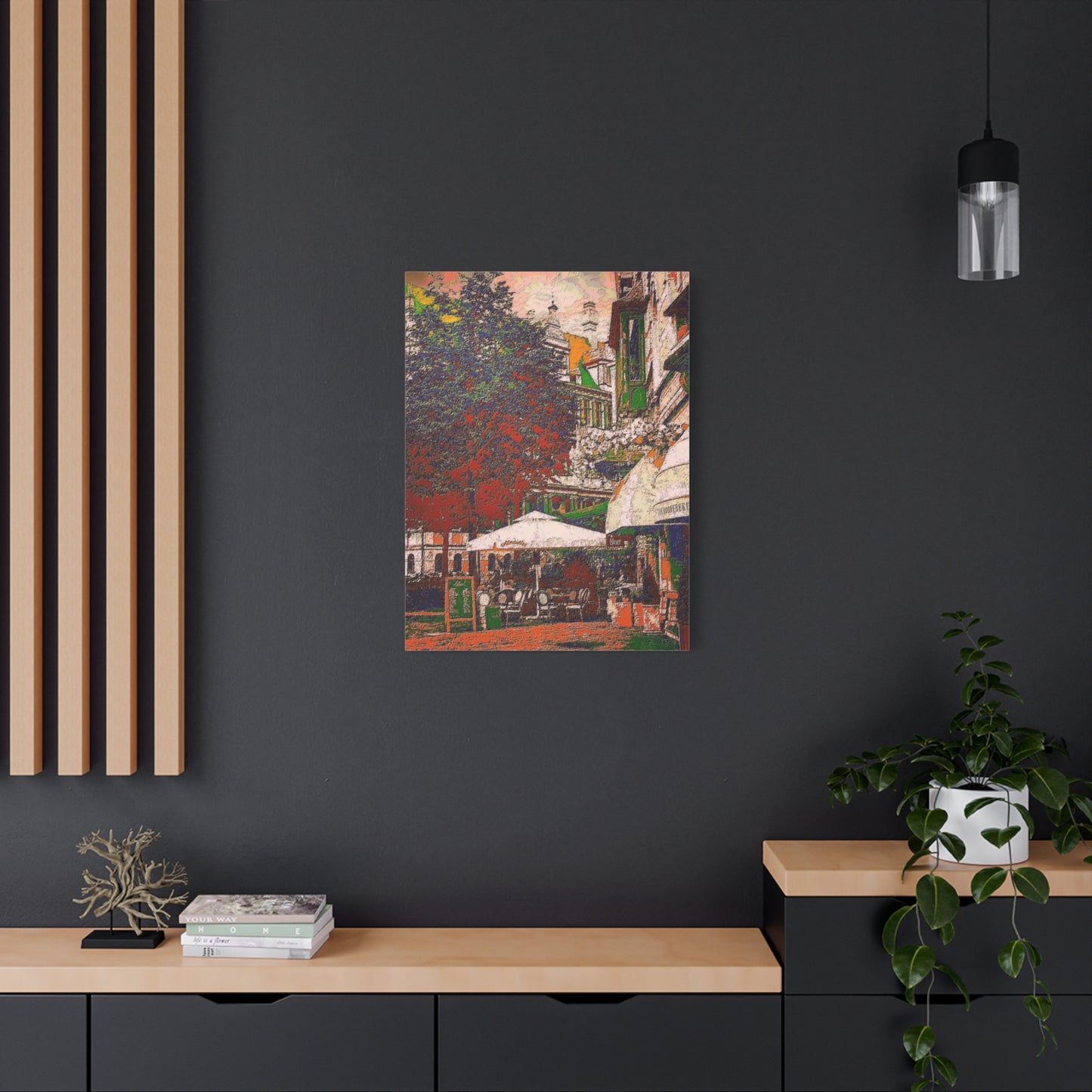 Europe Cityscape Art Print Ghent Belgium Stretched Canvas White Orange Green