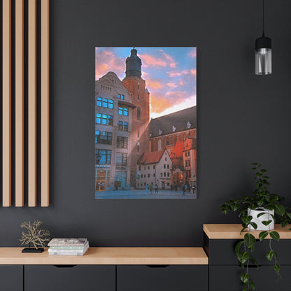 European Cityscape Art Print Stretched Canvas Wall Decor Wroclaw Poland Sky