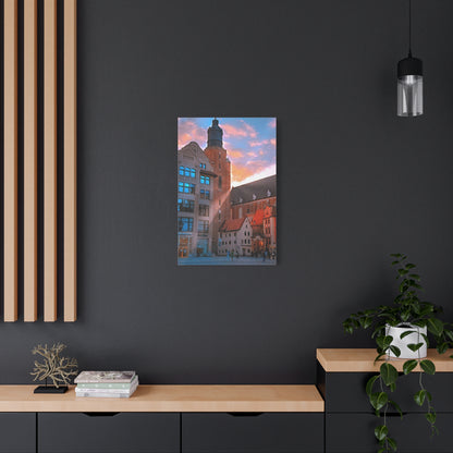 European Cityscape Art Print Stretched Canvas Wall Decor Wroclaw Poland Sky