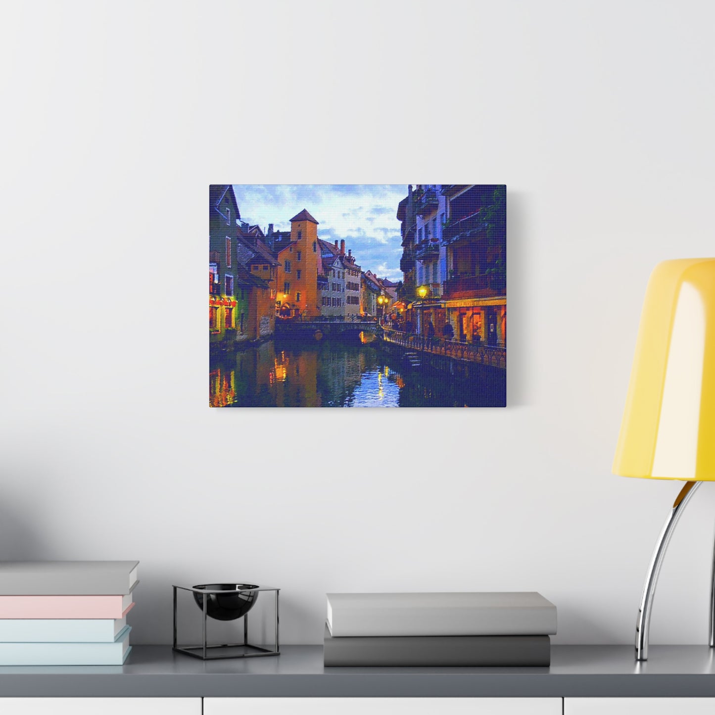 European Landscape Canvas Wall Art Annecy France Dawn Evening River