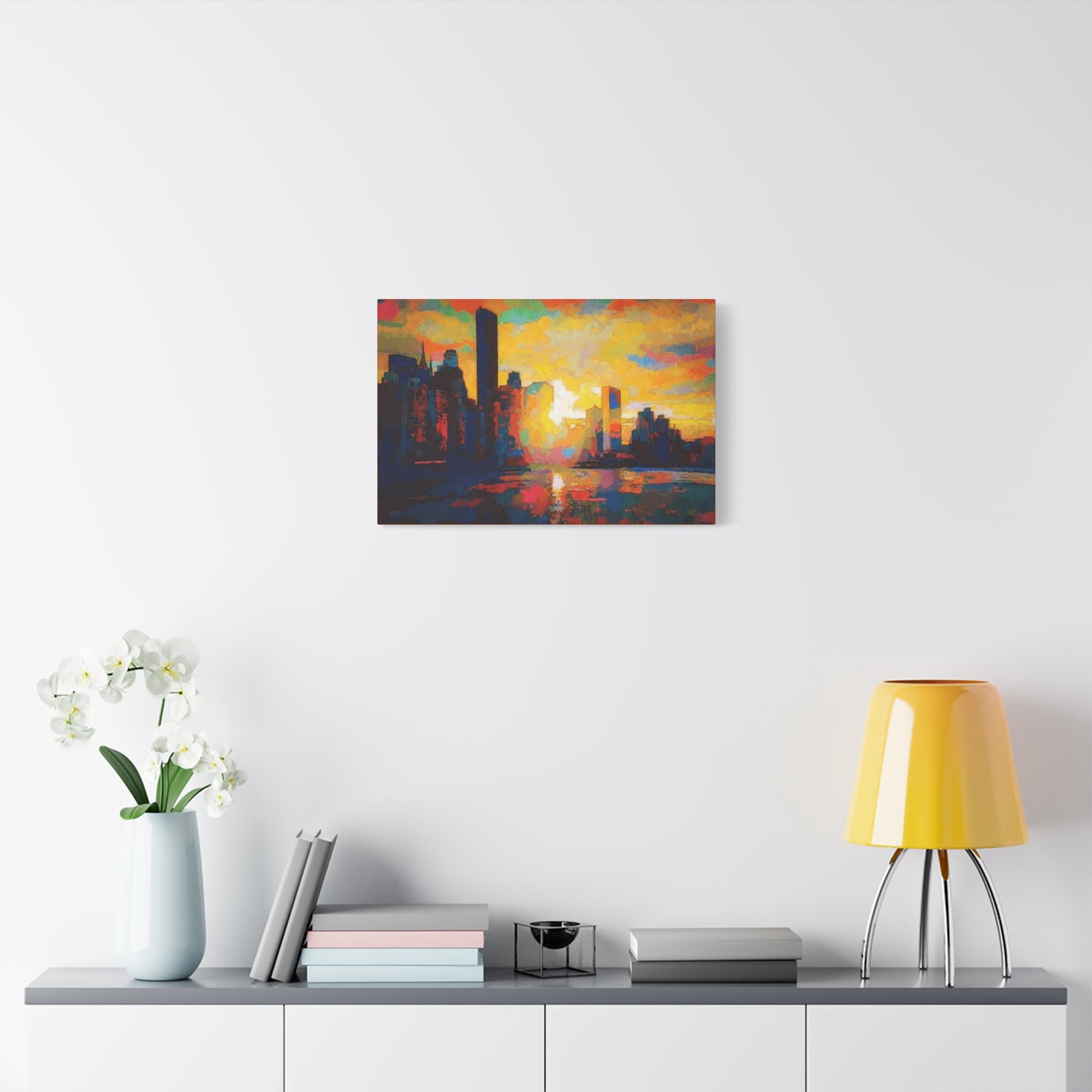 Sunset In A City Art Print, Cityscape Wall Decor