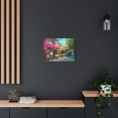 Summer in Cyprus Art Print Stretched Canvas Wall Decor Abstract Green Pink