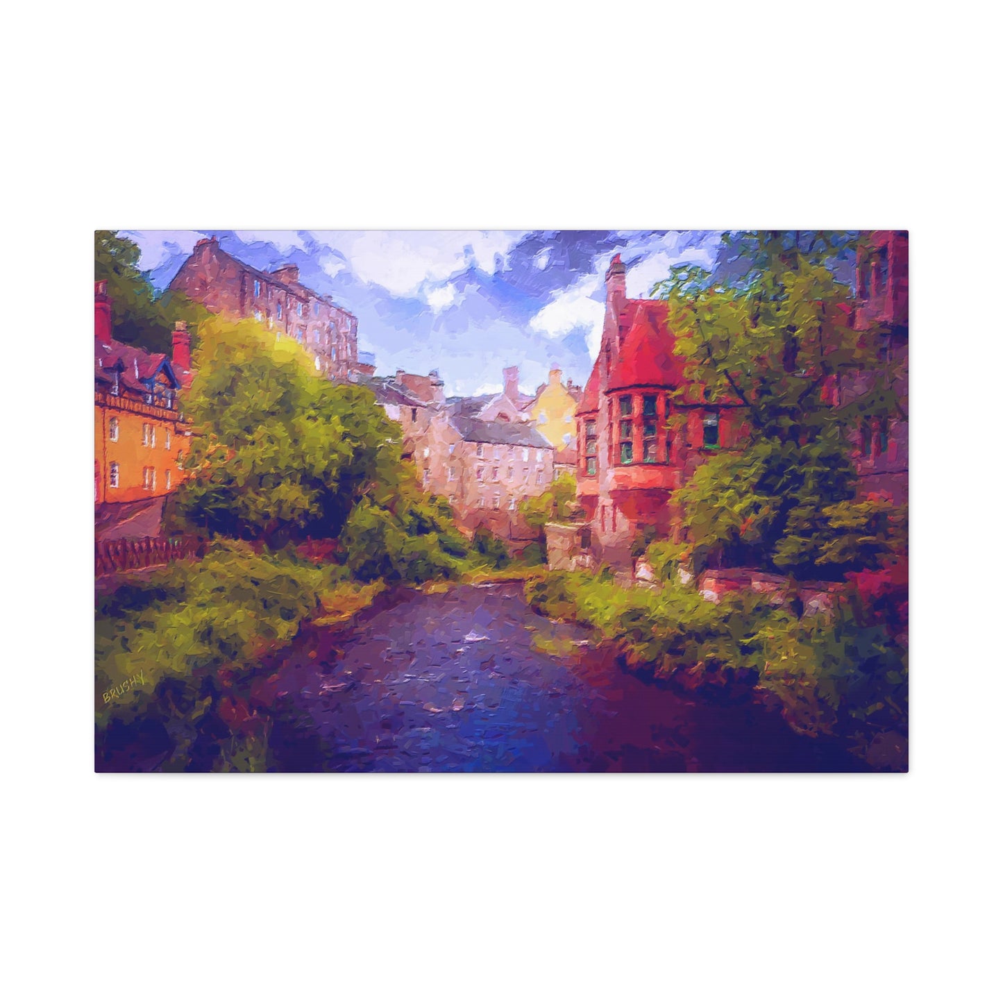 Evening in Edinburgh Scotland  European Cityscape Art Print Stretched Canvas Wall Décor