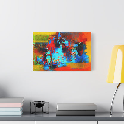 Ancient Chaos Art Print On Stretched Canvas Wall Decor Blue Orange Yellow