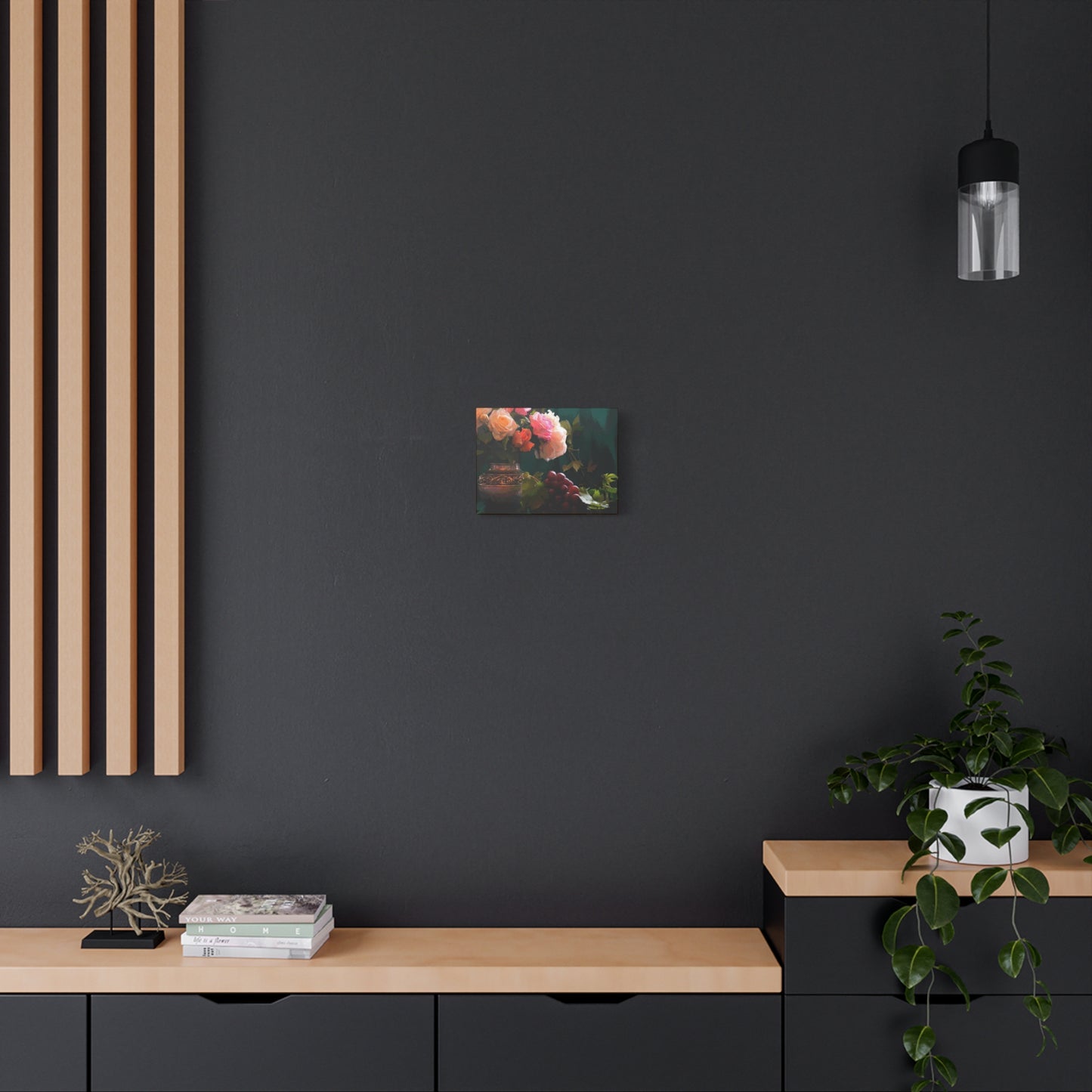 Roses Bouquet Flower Canvas Wall Art Abstract Pink Yellow Green