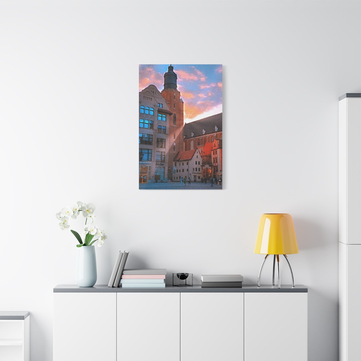 European Cityscape Art Print Stretched Canvas Wall Decor Wroclaw Poland Sky