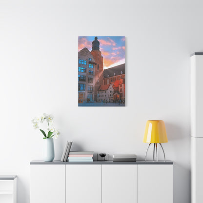 European Cityscape Art Print Stretched Canvas Wall Decor Wroclaw Poland Sky