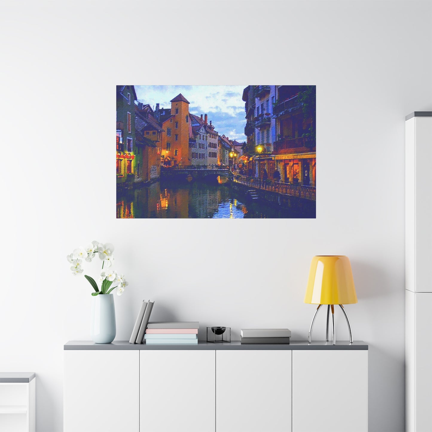 European Landscape Canvas Wall Art Annecy France Dawn Evening River