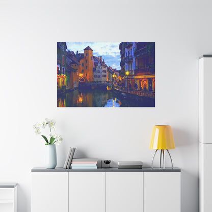 European Landscape Canvas Wall Art Annecy France Dawn Evening River