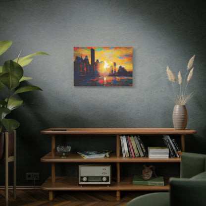 Sunset In A City Art Print, Cityscape Wall Decor