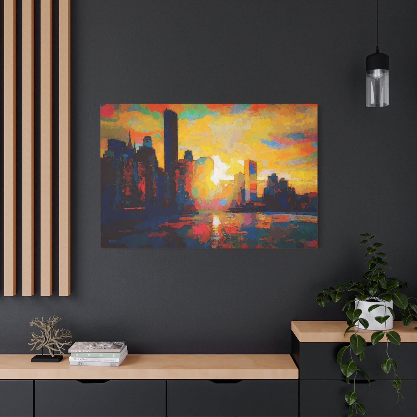 Sunset In A City Art Print, Cityscape Wall Decor