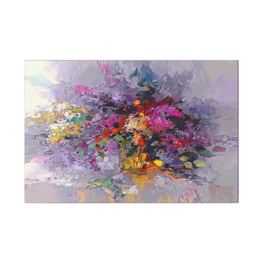 Colorful Flower Bouquet Canvas Wall Art Abstract Spring Purple Pink Yellow