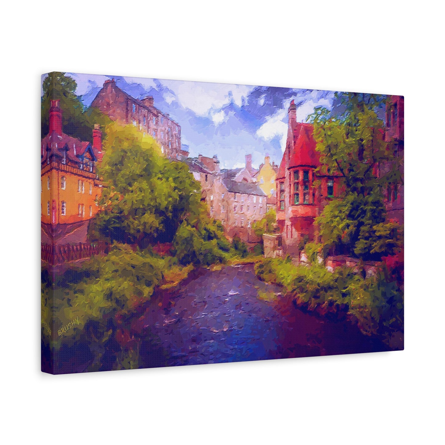 Evening in Edinburgh Scotland  European Cityscape Art Print Stretched Canvas Wall Décor