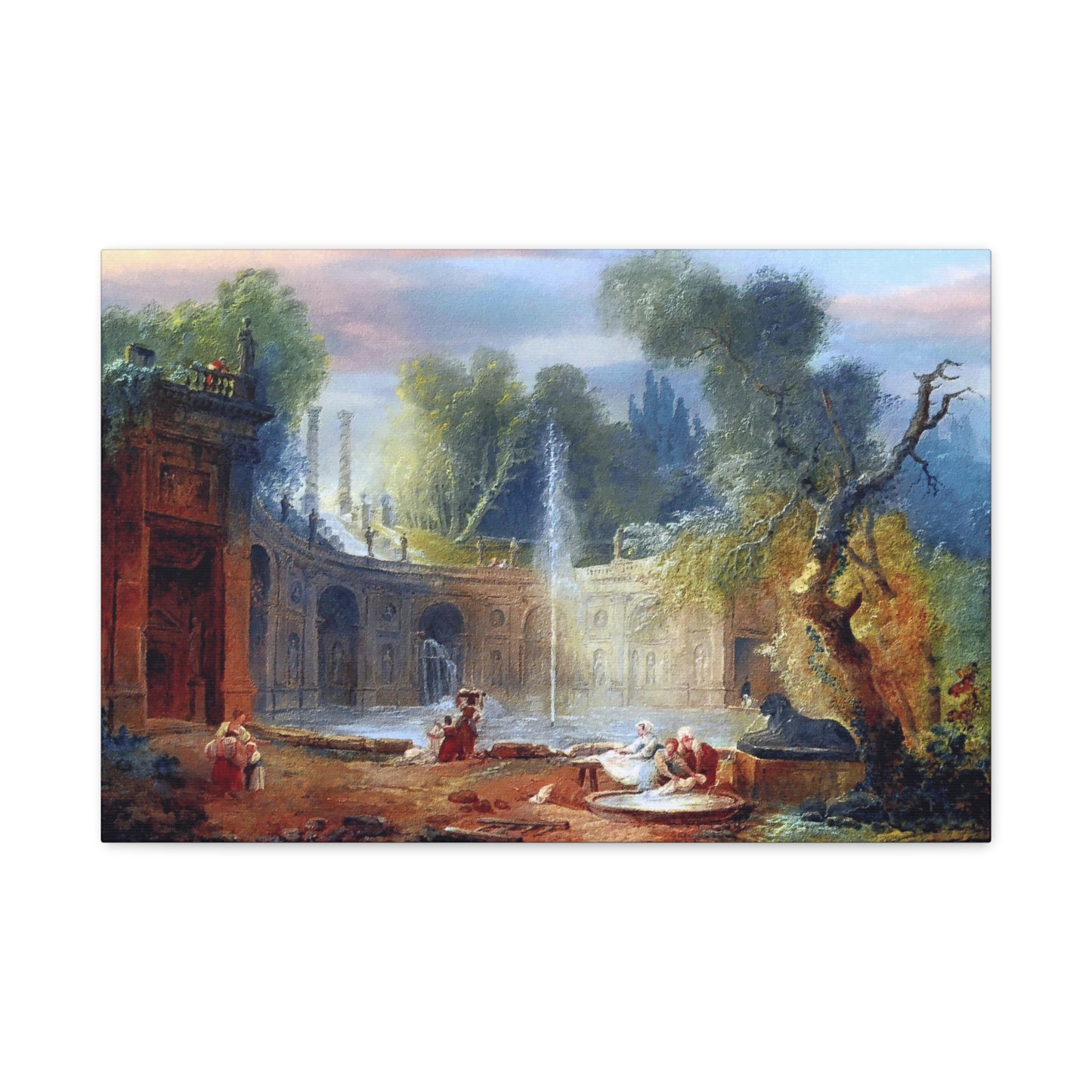 Hubert Robert Replica of The Teatro Delle Acque in the Garden of the Villa Aldobrandini Art Print, Classic Wall Decor