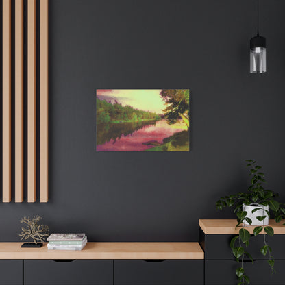 Magic Lake Sunset Landscape Art Print Stretched Canvas Wall Decor