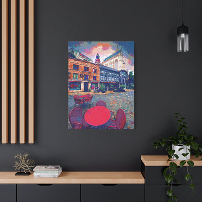 Urban Landscape Canvas Wall Art Europe Antwerp Belgium Abstract Red Grey Blue