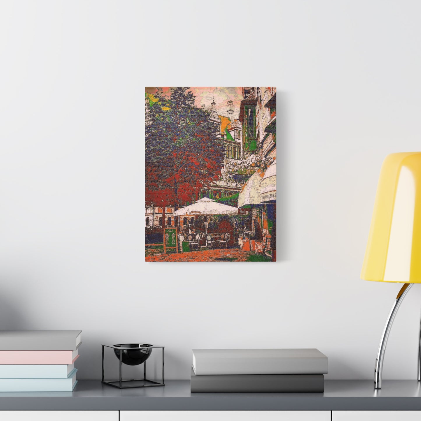 Europe Cityscape Art Print Ghent Belgium Stretched Canvas White Orange Green
