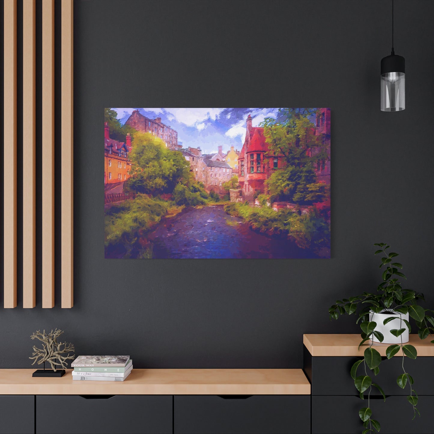 Evening in Edinburgh Scotland  European Cityscape Art Print Stretched Canvas Wall Décor