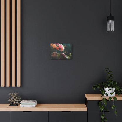 Roses Bouquet Flower Canvas Wall Art Abstract Pink Yellow Green