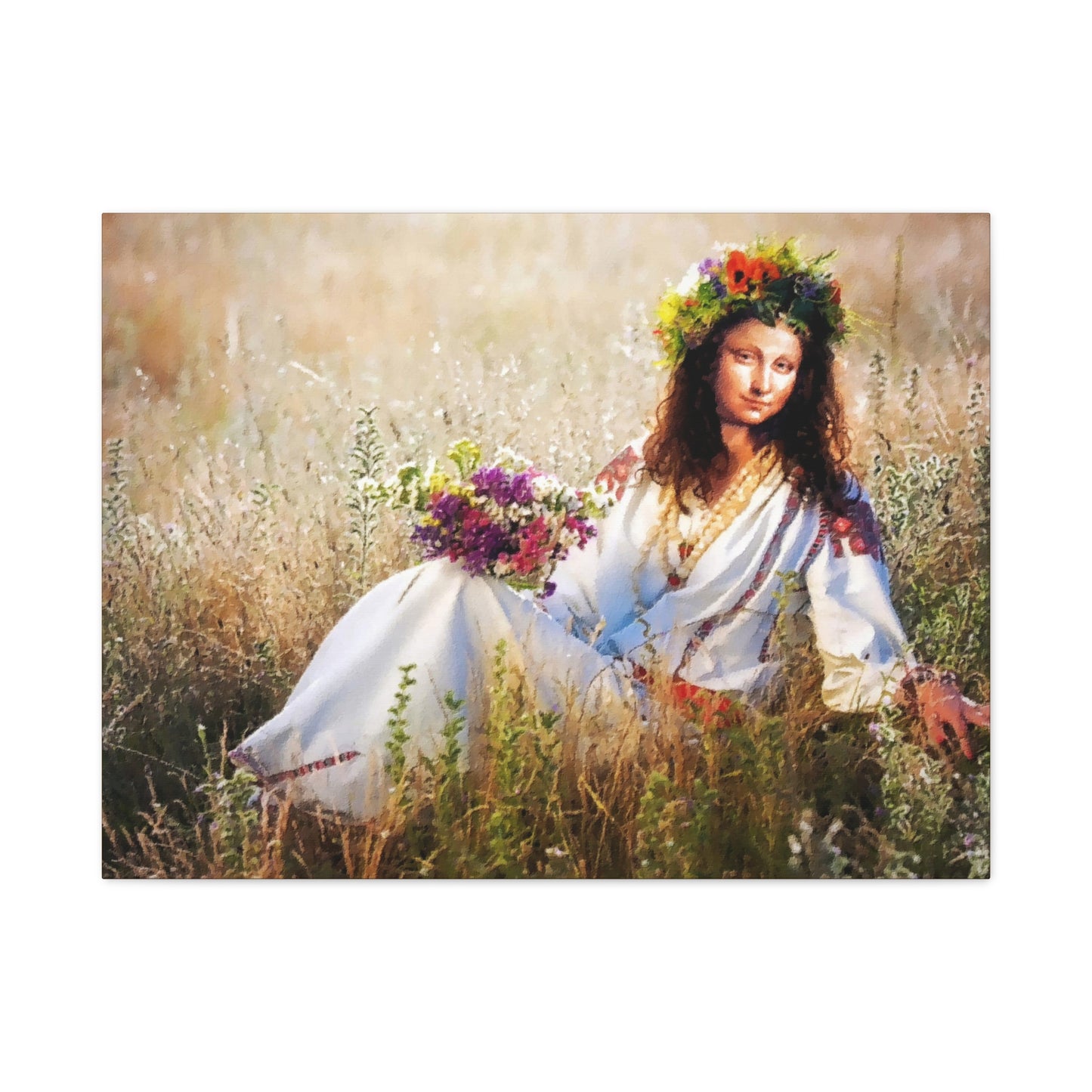 Mona Lisa in Ukraine Stretched Canvas Art Print Wall Décor