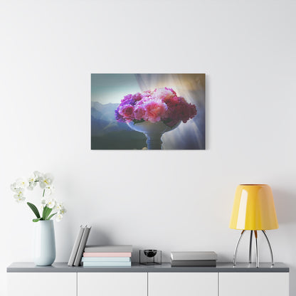 Peonies Floral Bouquet Art Print Canvas Abstract Wall Decor Pink Purple White